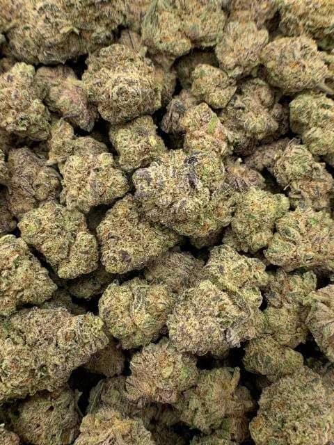 Close-up of Lemon Cherry Gelato THCa Flower with vibrant trichomes and colorful buds.